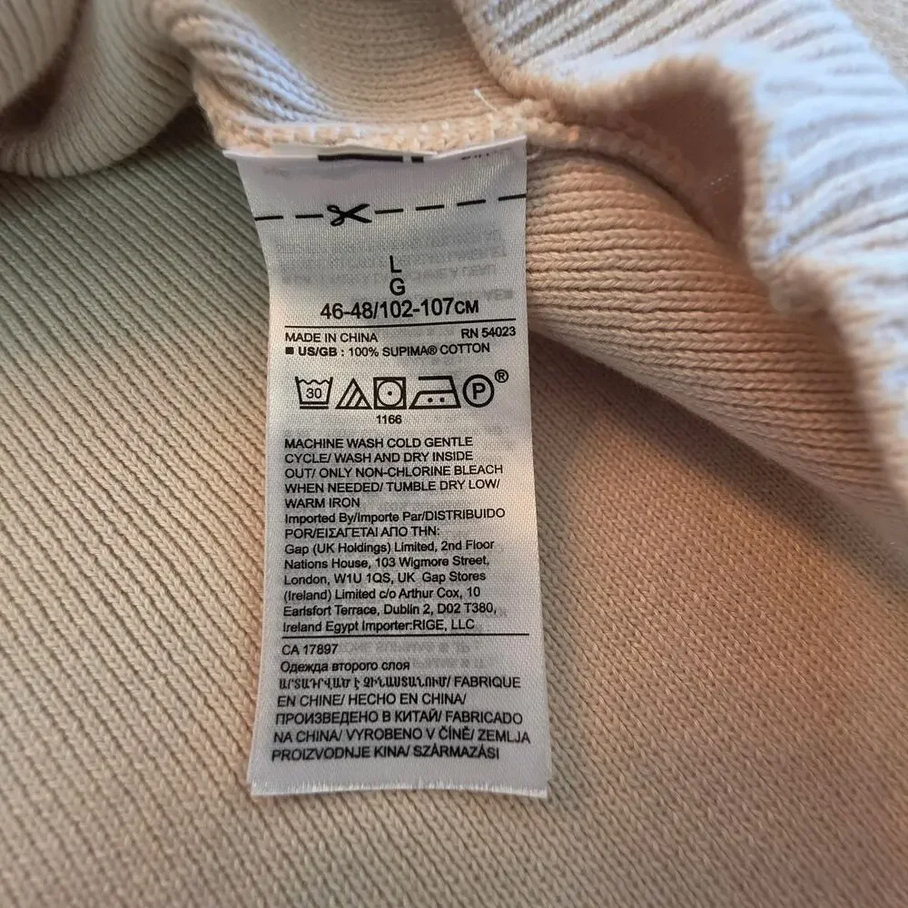 Banana Republic Supima Cotton Sportif Mock Neck Sweater Cream Sz Large